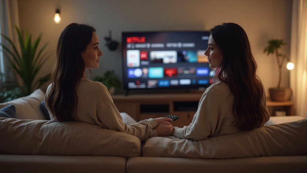 Moderne Person schaut auf Smartphone mit Streaming-Apps