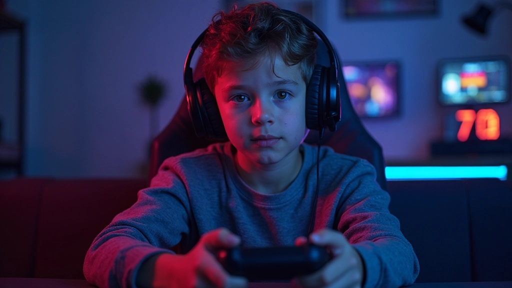 Gamer mit Gaming-Headset an Konsole spielend